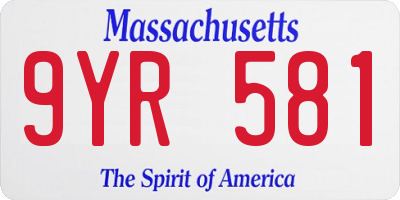 MA license plate 9YR581