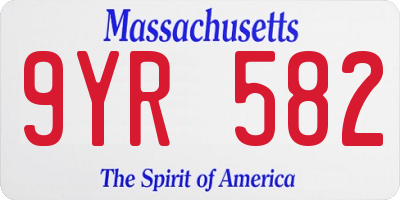 MA license plate 9YR582