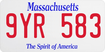 MA license plate 9YR583