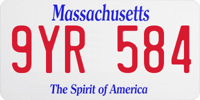 MA license plate 9YR584
