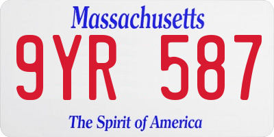 MA license plate 9YR587