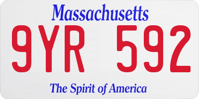 MA license plate 9YR592