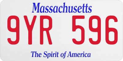 MA license plate 9YR596