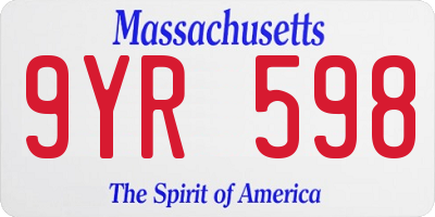 MA license plate 9YR598