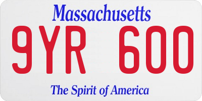 MA license plate 9YR600