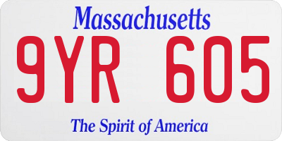 MA license plate 9YR605