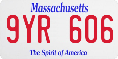 MA license plate 9YR606