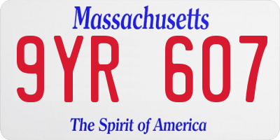 MA license plate 9YR607