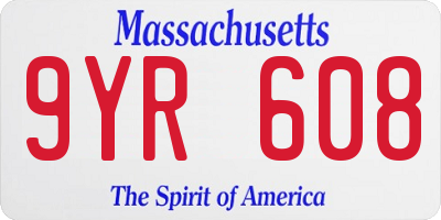 MA license plate 9YR608