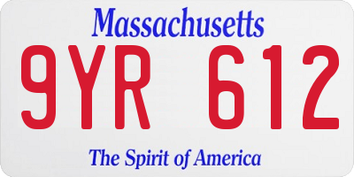 MA license plate 9YR612