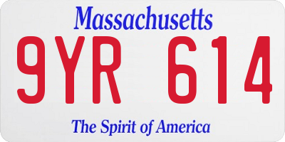 MA license plate 9YR614
