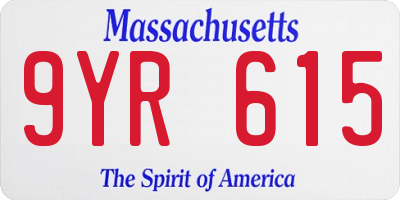 MA license plate 9YR615