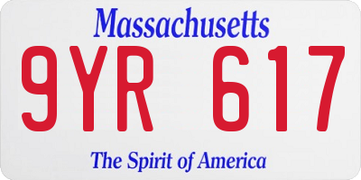 MA license plate 9YR617
