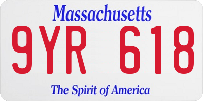 MA license plate 9YR618