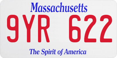 MA license plate 9YR622