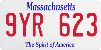 MA license plate 9YR623