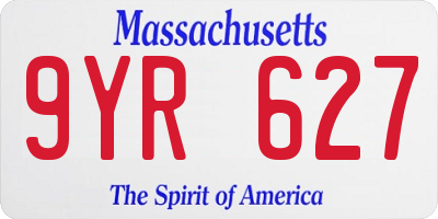 MA license plate 9YR627
