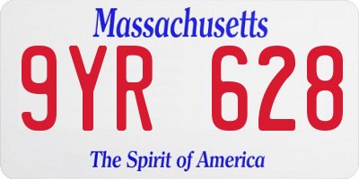 MA license plate 9YR628