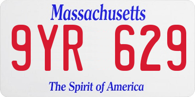 MA license plate 9YR629