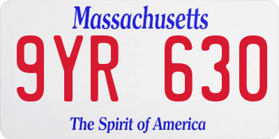 MA license plate 9YR630