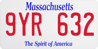 MA license plate 9YR632