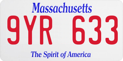 MA license plate 9YR633