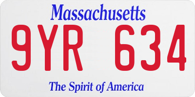 MA license plate 9YR634