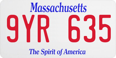 MA license plate 9YR635