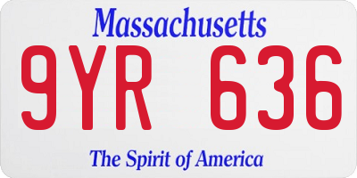 MA license plate 9YR636