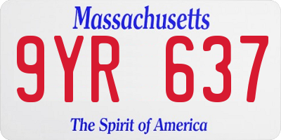 MA license plate 9YR637