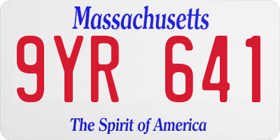 MA license plate 9YR641