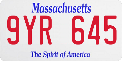 MA license plate 9YR645