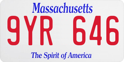 MA license plate 9YR646