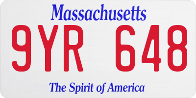 MA license plate 9YR648