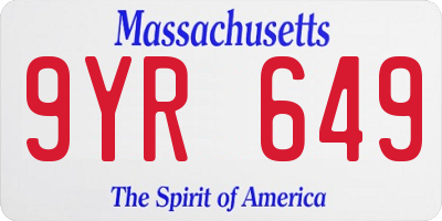 MA license plate 9YR649