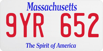 MA license plate 9YR652
