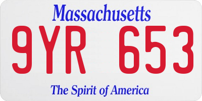 MA license plate 9YR653