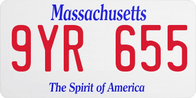 MA license plate 9YR655