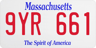 MA license plate 9YR661