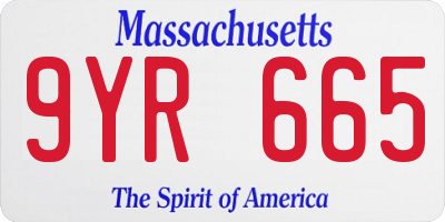 MA license plate 9YR665