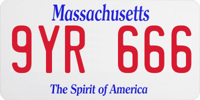 MA license plate 9YR666