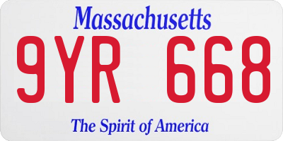 MA license plate 9YR668