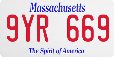 MA license plate 9YR669