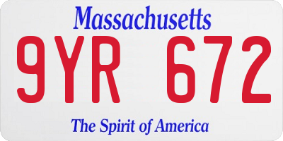 MA license plate 9YR672