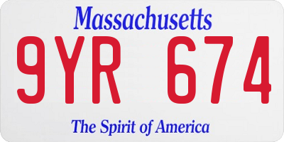 MA license plate 9YR674