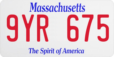MA license plate 9YR675