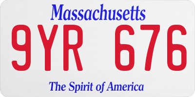 MA license plate 9YR676