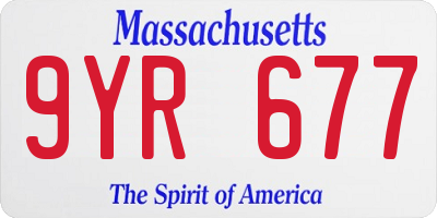 MA license plate 9YR677
