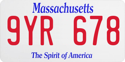 MA license plate 9YR678