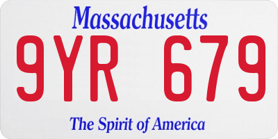 MA license plate 9YR679